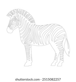 Zebra One line drawing. Continuous line minimalist style vector illustration, World Animal Welfare day Zebra Line Art. Black and white zebra straps