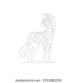 Zebra Um desenho de linha. Linha contínua minimalista estilo ilustração vetorial, Dia Mundial do Bem-Estar Animal Zebra Line Art. Black and white zebra straps