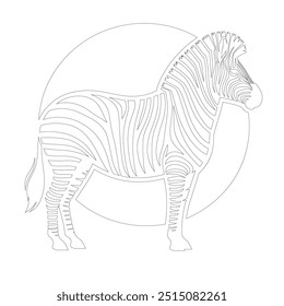 Zebra One line drawing. Continuous line minimalist style vector illustration, World Animal Welfare day Zebra Line Art. Black and white zebra straps
