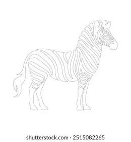 Zebra One line drawing. Continuous line minimalist style vector illustration, World Animal Welfare day Zebra Line Art. Black and white zebra straps