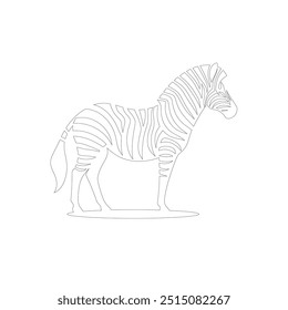 Zebra Um desenho de linha. Linha contínua minimalista estilo ilustração vetorial, Dia Mundial do Bem-Estar Animal Zebra Line Art. Black and white zebra straps