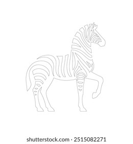 Zebra One line drawing. Continuous line minimalist style vector illustration, World Animal Welfare day Zebra Line Art. Black and white zebra straps