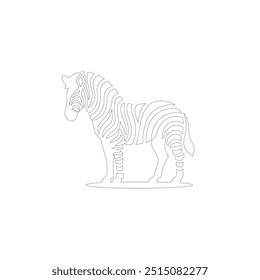 Zebra One line drawing. Continuous line minimalist style vector illustration, World Animal Welfare day Zebra Line Art. Black and white zebra straps
