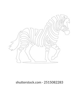 Zebra One line drawing. Continuous line minimalist style vector illustration, World Animal Welfare day Zebra Line Art. Black and white zebra straps