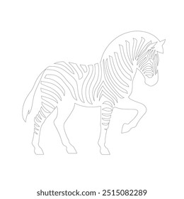 Zebra One line drawing. Continuous line minimalist style vector illustration, World Animal Welfare day Zebra Line Art. Black and white zebra straps