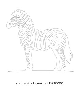Zebra Ein Strichzeichnung. Kontinuierliche Linie minimalistischen Stil Vektorgrafik, World Animal Welfare Tag Zebra Line Art. Schwarz-weiß Zebra Riemen