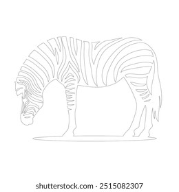 Zebra One line drawing. Continuous line minimalist style vector illustration, World Animal Welfare day Zebra Line Art. Black and white zebra straps