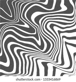 Zebra pattern abstract striped background. Swirly stippled pointillism design. Halftone dotwork animal print texture vector illustration.
