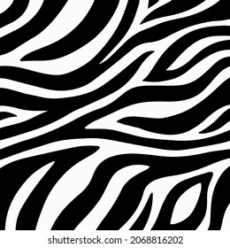 Zebra Pattern Background. Abstract Wild Animal Skin Print Design. Flat Vector Illustration.