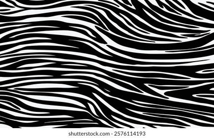 Zebra Pattern Black and White Seamless Vector Illustration for Background and Wallpaper