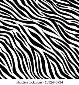 Patrón cebra. Un animal blanco y negro sin fisuras. Textura con rayas vectoriales.