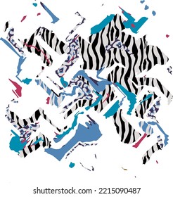 zebra pattern design, scarf, bandana, rug, pillow, socks, textile fabric pattern, wild animal texture tiger. Abstract vector fashion art wild skin. wavy exotic colorful texture