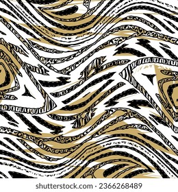 zebra pattern design, scarf, bandana, rug, pillow, socks, textile fabric pattern, wild animal texture tiger. Abstract vector fashion art wild skin. wavy exotic colorful texture