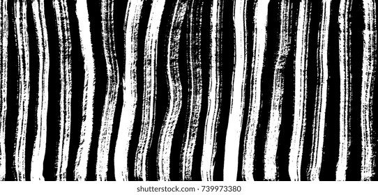 Zebra pattern. Ink, chalk stripes texture. Animal print, pattern. Abstract painting background. Vector illustration. Black and white, gray. Hand drawn artwork. Poster, banner.