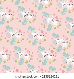 zebra pattern with leaves all around