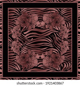 Patrón de cebra para pañuelo e impresión textil. Diseño de bufanda de seda. fondo vectorial