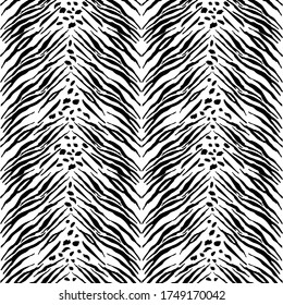 Zebra pattern seamless stripe for print. Animal texture skin background. Abstract curved black lines ornament. Good for textile, fabric, fashion design.