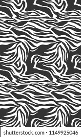 Zebra pattern, stylish stripes texture. Animal natural print. For the design of wallpaper, textile, cover. Vector seamless background.