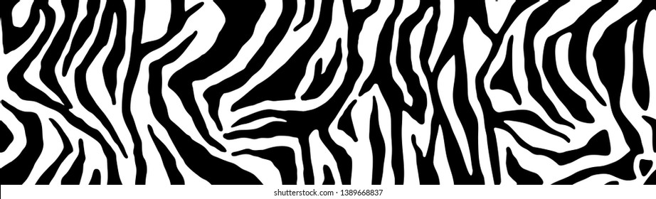 Zebra pattern, stylish stripes texture. Animal natural print. For the design of wallpaper, textile, cover. Vector seamless background