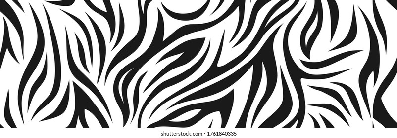 Zebra pattern, stylish stripes texture. Animal natural print. For the design of wallpaper, textile, cover. Vector seamless background