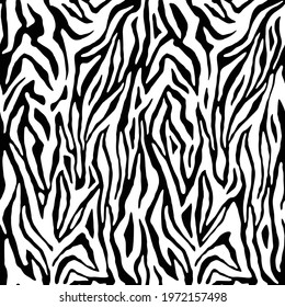 Zebra pattern, stylish stripes texture. Animal natural print. For the design of wallpaper, textile, cover. Vector seamless background