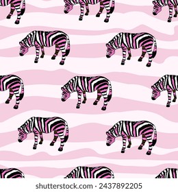 Zebra pattern. Texture of strips. Animal pattern. Seamless illustration for printing on textiles, a blank for a designer