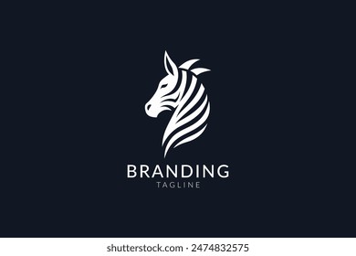 Zebra pine head line art logo