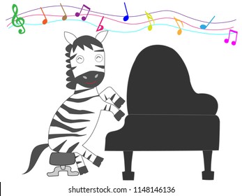 Zebra está tocando el piano.