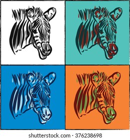Zebra. Pop art portrait of animal.