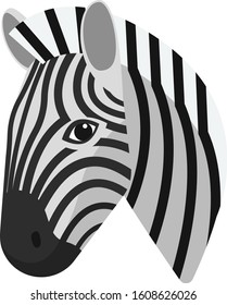 Zebra portrait made in unique simple cartoon style. Head of African zebra with neck. Isolated artistic stylized icon for your design. Vector illustration