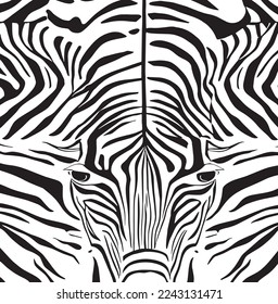 zebra portrait and zebra pattern with black and white lines.