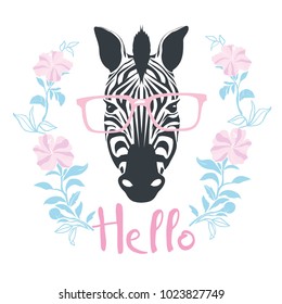 Zebra portrait . Vector illustration.