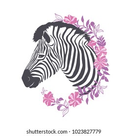 Zebra portrait . Vector illustration.