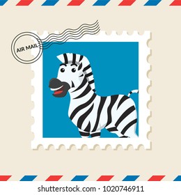 Zebra postage stamp on air mail envelope