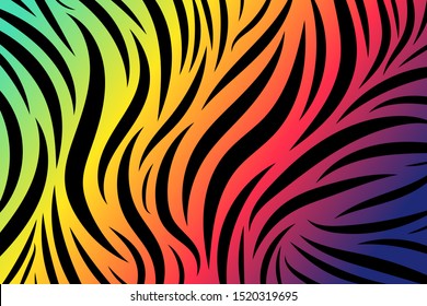 Zebra print abstract background , tiger stripes, colorful vector illustration. Poster, banner.  