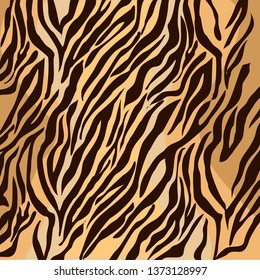 Zebra print, animal fur stripes. Abstract fabric pattern and lines background. Gold and black - Equidae family vector