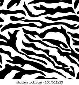 Zebra print, animal skin, abstract pattern, background line, fabric. Black and white, monochrome