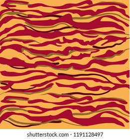 Zebra print, animal skin, tiger stripes, abstract pattern, line background, fabric. illustration, poster. Black and white red yellow red