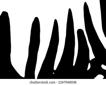 Zebra print, animal skin, tiger stripes, abstract pattern, line background, fabric. Amazing hand drawn vector illustration. Poster, banner. Black and white artwork, monochrome