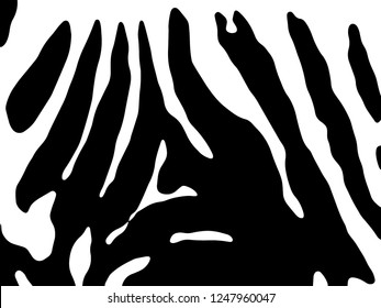 Zebra print, animal skin, tiger stripes, abstract pattern, line background, fabric. Amazing hand drawn vector illustration. Poster, banner. Black and white artwork, monochrome