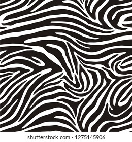Zebra print, animal skin, tiger stripes, abstract pattern, line background, fabric. Amazing hand drawn vector illustration. Poster, banner.