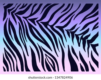 Zebra print, animal skin, tiger stripes, abstract pattern, line background, fabric. Trendy vintage, retro. Vector artwork. Amazing hand drawn illustration. Black, purple, pink, blue colors. Poster