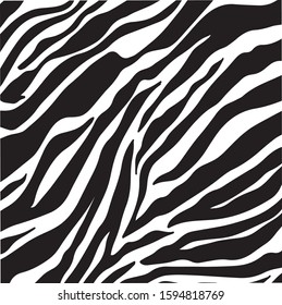 Zebra print, animal skin, tiger stripes, abstract pattern, line background, fabric. Amazing hand drawn vector illustration. Poster, banner. Black and white artwork, monochrome