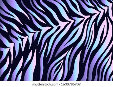 Zebra print, animal skin, tiger stripes, abstract pattern, line background, fabric. Trendy vintage, retro. Vector artwork. Amazing hand drawn illustration. Black, purple, pink, blue colors. Poster