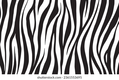 Zebra-Druck, Tierhaut, Tigerstreifen, abstraktes Muster, Linienhintergrund, Stoff. Beeindruckende, handgezeichnete Vektorgrafik. Poster, Banner. Schwarz-Weiß-Kunstwerke, einfarbig