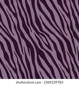 Zebra print, animal skin, tiger stripes, abstract pattern, line background, fabric. Trendy vintage, retro 80s, 90s. Vector artwork. Amazing hand drawn illustration. Purple colors. Poster, banner.