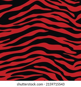 
zebra print black stripes on red background seamless trendy pattern on textile