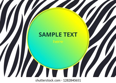 Zebra print design concept Paper cut vector template with zebra pattern and round copy space for text