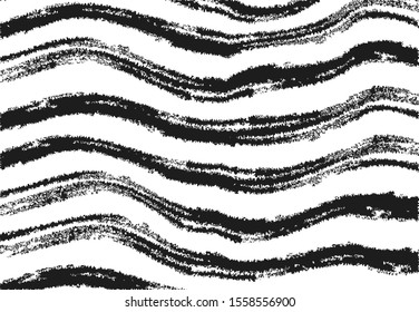 Zebra print. Grunge wavy pattern. Black brush strokes on white texture. Zebra animal design