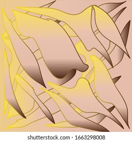 Zebra print / Hand drawn pattern illustrations - vector, color golden